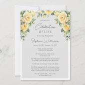 Viering van het leven 4 Foto Yellow Rose begrafeni Kaart (Voorkant)