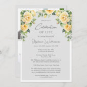 Viering van het leven 4 Foto Yellow Rose begrafeni Kaart (Voorkant / Achterkant)