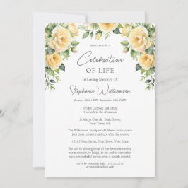 Viering van het leven 4 Foto Yellow Rose begrafeni Kaart