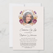 Viering van het leven 5 Foto Herfst Bloemen Begraf Kaart (Voorkant)