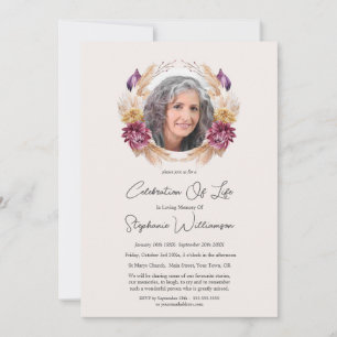 Viering van het leven 5 Foto Herfst Bloemen Begraf Kaart