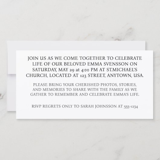 Viering van het leven Aanraken Handgemaakte Begraf (Achterkant)