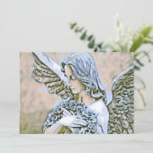 Viering van het leven - Angel met bloemen Kaart (Staand voorkant)