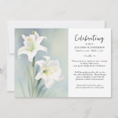 Viering van het Leven Aquarel Lelie Bloem Begrafen Kaart (Voorkant)