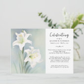 Viering van het Leven Aquarel Lelie Bloem Begrafen Kaart (Staand voorkant)