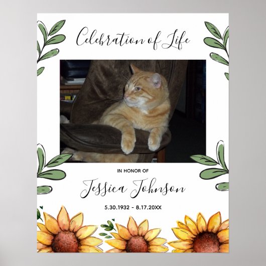 Viering van het Leven Aquarel Zonnebloem Eén Foto Poster (Voorkant)