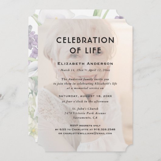 Viering van het leven Begrafenis Bloemenfoto Kaart (Voorkant / Achterkant)