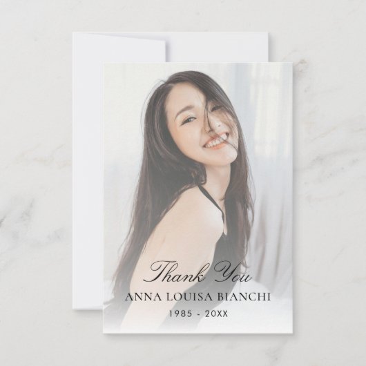 Viering van het leven begrafenis dienst foto bedankkaart (Voorkant)