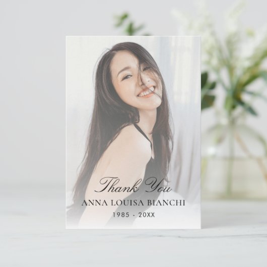 Viering van het leven begrafenis dienst foto bedankkaart (Staand voorkant)