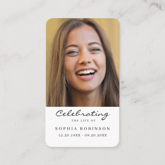 Viering van het leven Begrafenis Foto Gebed Kaart Visitekaartje (Voorkant)