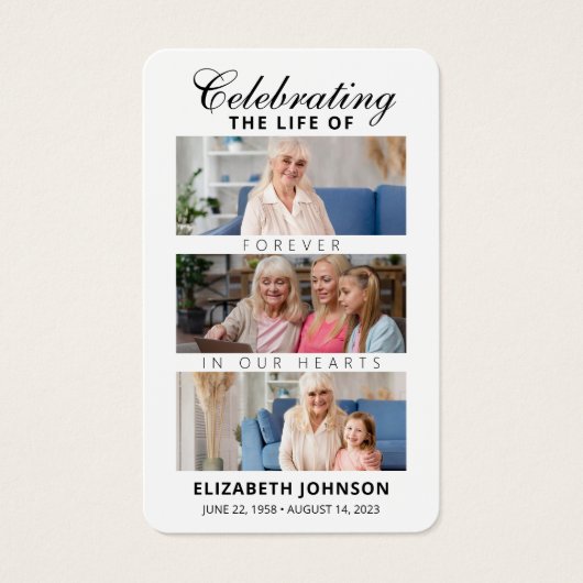 Viering van het leven begrafenis gedenkteken 3 fot visitekaartje (Voorkant)