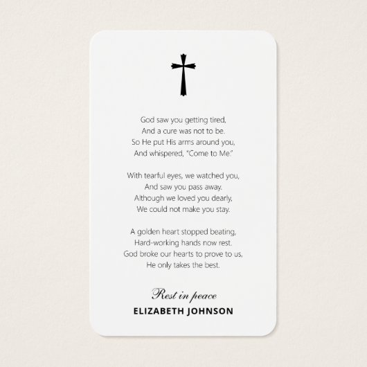 Viering van het leven begrafenis gedenkteken 3 fot visitekaartje (Achterkant)