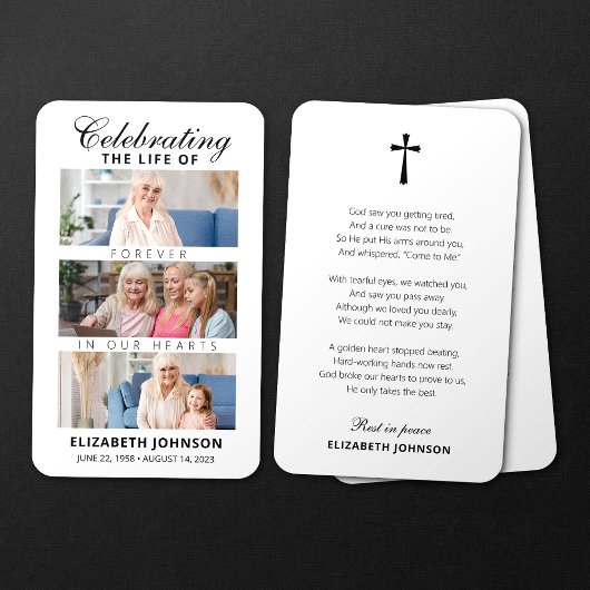 Viering van het leven begrafenis gedenkteken 3 fot visitekaartje
