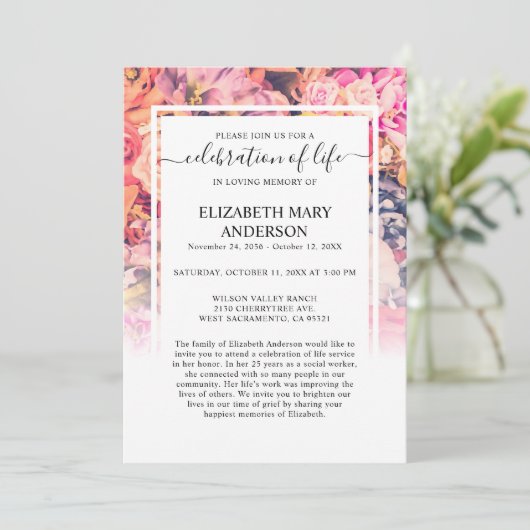 Viering van het leven Begrafenis Herdenking Bright Kaart (Staand voorkant)