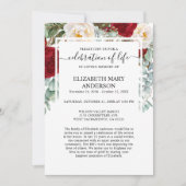 Viering van het leven begrafenis Memorial rode roz Kaart (Voorkant)