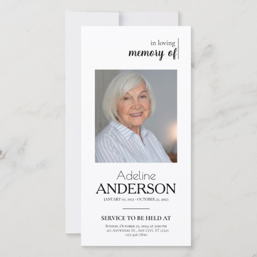 Viering van het leven begrafenis mobiele uitnodigi aankondiging (Voorkant)