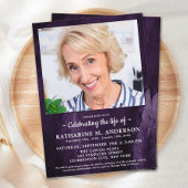 Viering van het leven begrafenis moderne Paarse ma Kaart