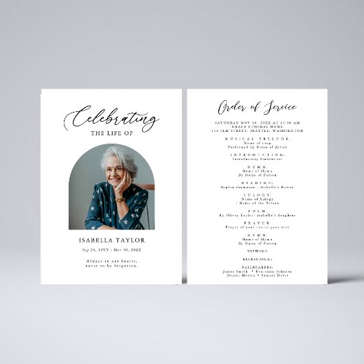 Viering van het leven begrafenis Orde van de Diens Programmakaart