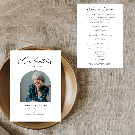 Viering van het leven begrafenis Orde van de Diens Programmakaart