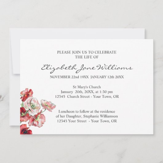 Viering van het leven | Begrafenis | Poppie Kaart (Voorkant)