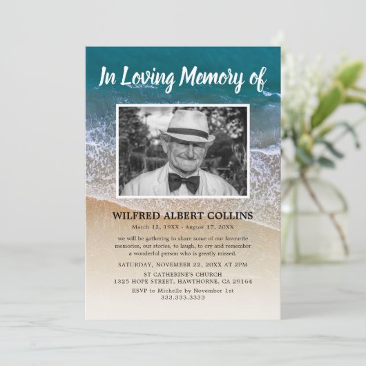 Viering van het leven | Begrafenis strand oceaan Kaart (Staand voorkant)