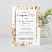 Viering van het leven begrafenis Terracotta Floral Kaart (Staand voorkant)