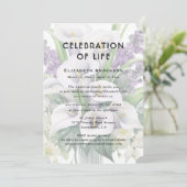 Viering van het leven begrafenis Witte Paarse Bloe Kaart (Staand voorkant)