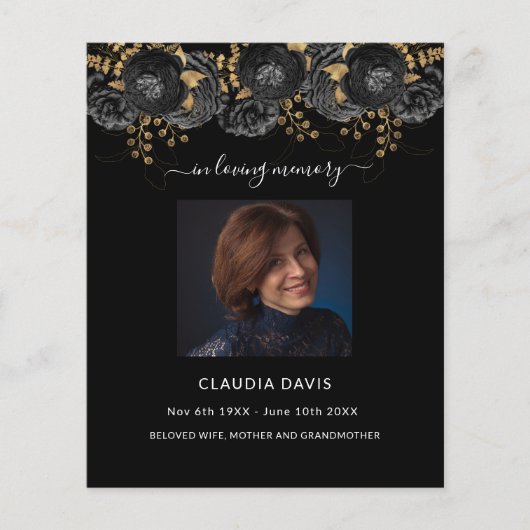 Viering van het leven begrafenis zwarte bloemen fo (Voorkant)