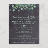 Viering van het leven - bijtende eucalyptusbegrafe uitnodiging briefkaart (Voorkant)