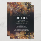 Viering van het leven Black en Gold uitnodiging (Voorkant / Achterkant)