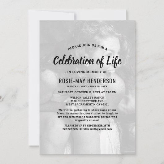 Viering van het leven | Black Funeral Memorial Kaart (Voorkant)