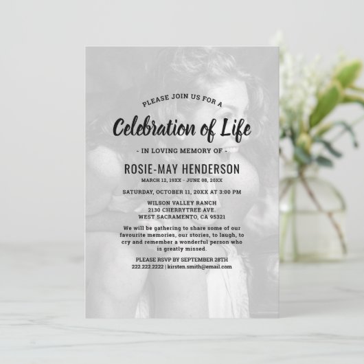 Viering van het leven | Black Funeral Memorial Kaart (Staand voorkant)