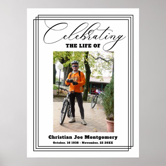 Viering van het leven Black Photo begrafenis Poster (Voorkant)