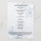 Viering van het leven Blauw Foto Elegante Bloemen Programmakaart (Achterkant)