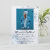 Viering van het leven Blauw Foto Elegante Bloemen Programmakaart (Staand voorkant)