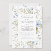 Viering van het leven Blauwe Bloemen Begrafenis Kaart (Voorkant)