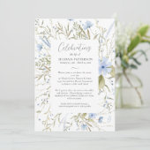 Viering van het leven Blauwe Bloemen Begrafenis Kaart (Staand voorkant)