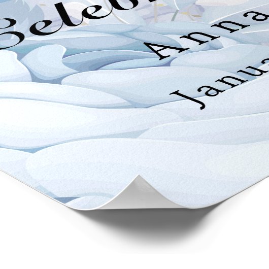 Viering van het Leven Blauwe Foto Elegante Bloemen Poster (Hoek)