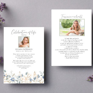 Viering van het leven Blauwe Wildbloemen Begrafeni Kaart