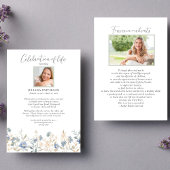 Viering van het leven Blauwe Wildbloemen Begrafeni Kaart