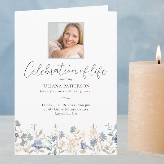 Viering van het leven Blauwe Wildbloemen Begrafeni Programma