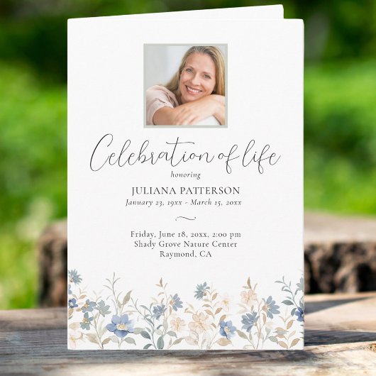 Viering van het leven Blauwe Wildbloemen Begrafeni Programma