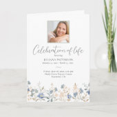 Viering van het leven Blauwe Wildbloemen Begrafeni Programma (Voorkant)