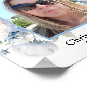 Viering van het leven Blue Floral Woman begrafenis Poster (Hoek)