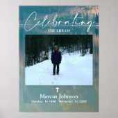 Viering van het leven Blue Funeral Poster (Voorkant)