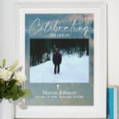 Viering van het leven Blue Funeral Poster