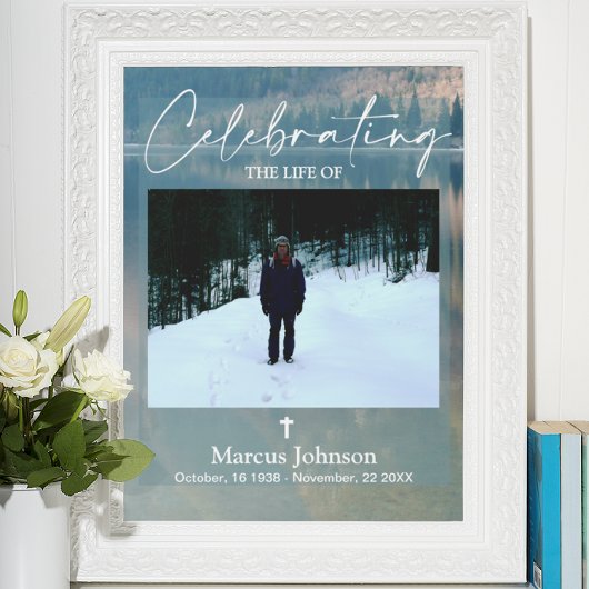 Viering van het leven Blue Funeral Poster