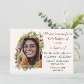 Viering van het Leven Boho Bloemboog Foto Begrafen Save The Date (Staand voorkant)