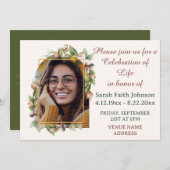 Viering van het Leven Boho Bloemboog Foto Begrafen Save The Date (Voorkant / Achterkant)