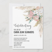 Viering van het Leven Boho Bloemrijke Pampas Gras Kaart (Voorkant)